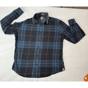 Rare Rabbit Men's Plaid Button Up Shirt Trantra 100% Cotton Blue Red Black Large